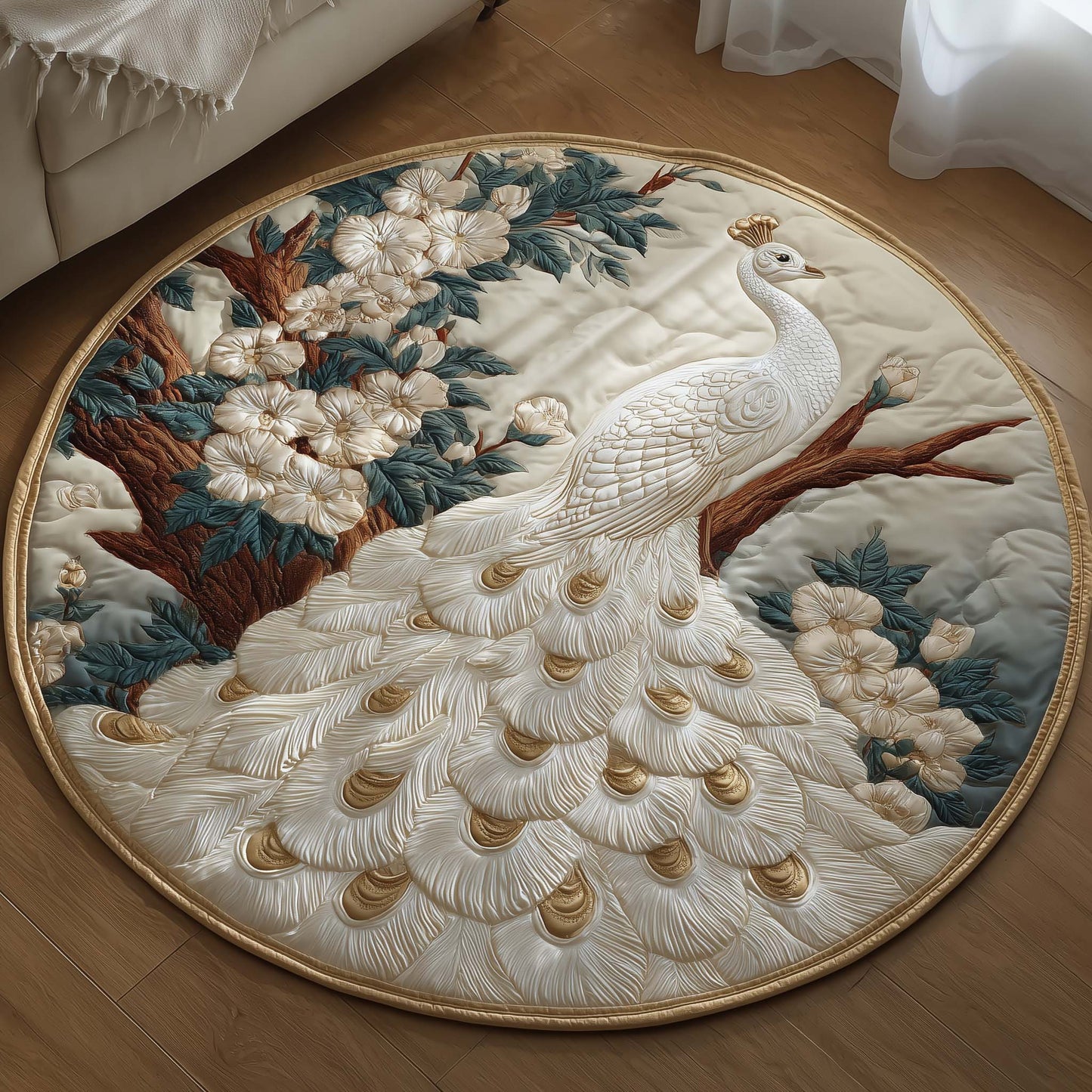 Majestic Feathers Quilted Round Mat GFTOYC1346