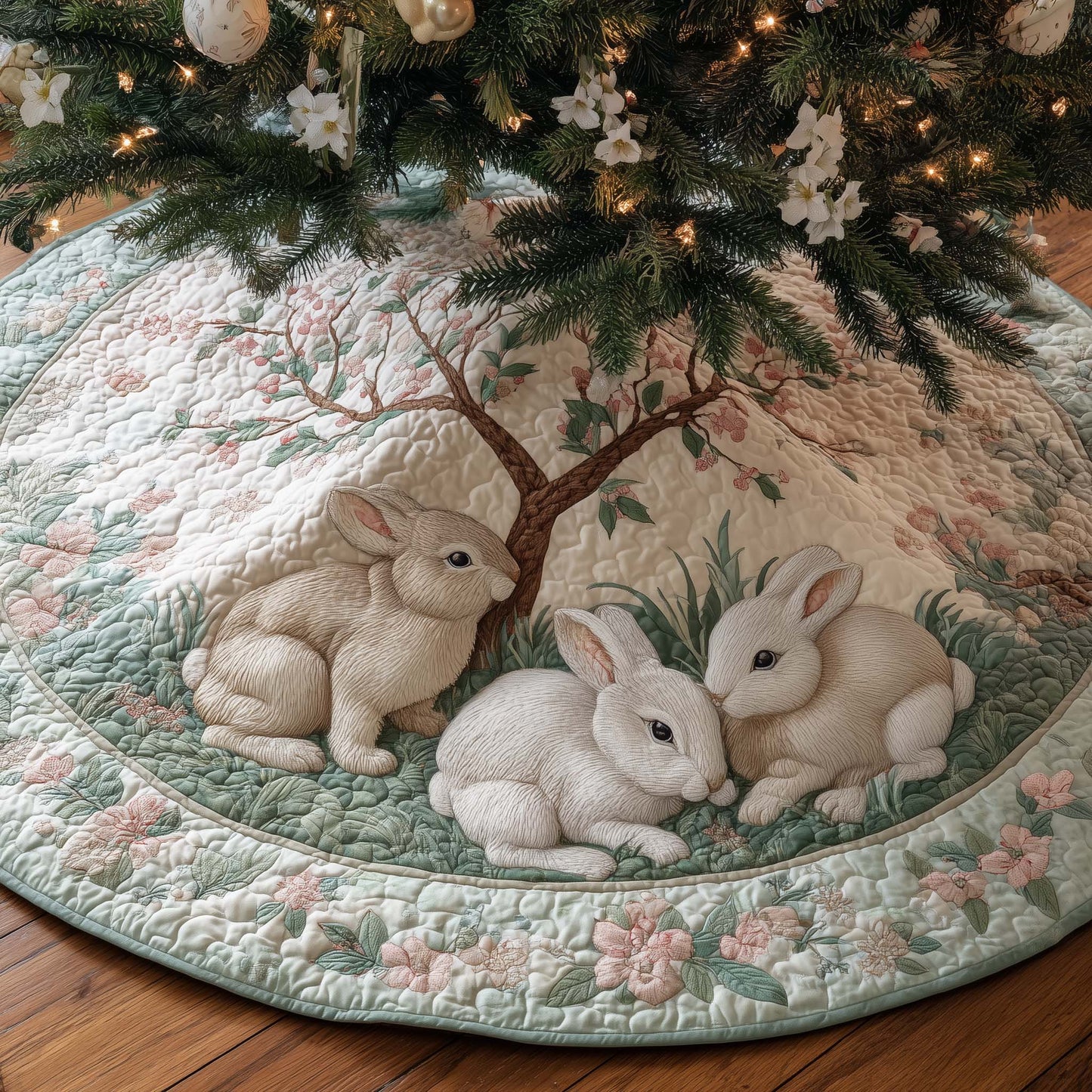 Spring Rabbit Quilted Tree Skirt GFTOYC1353
