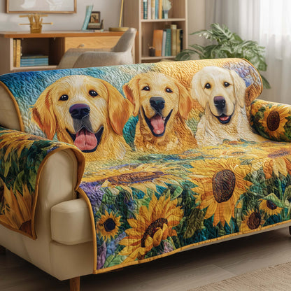Sunflower Golden Retriever Quilted Sofa Cover GFTOYC1365