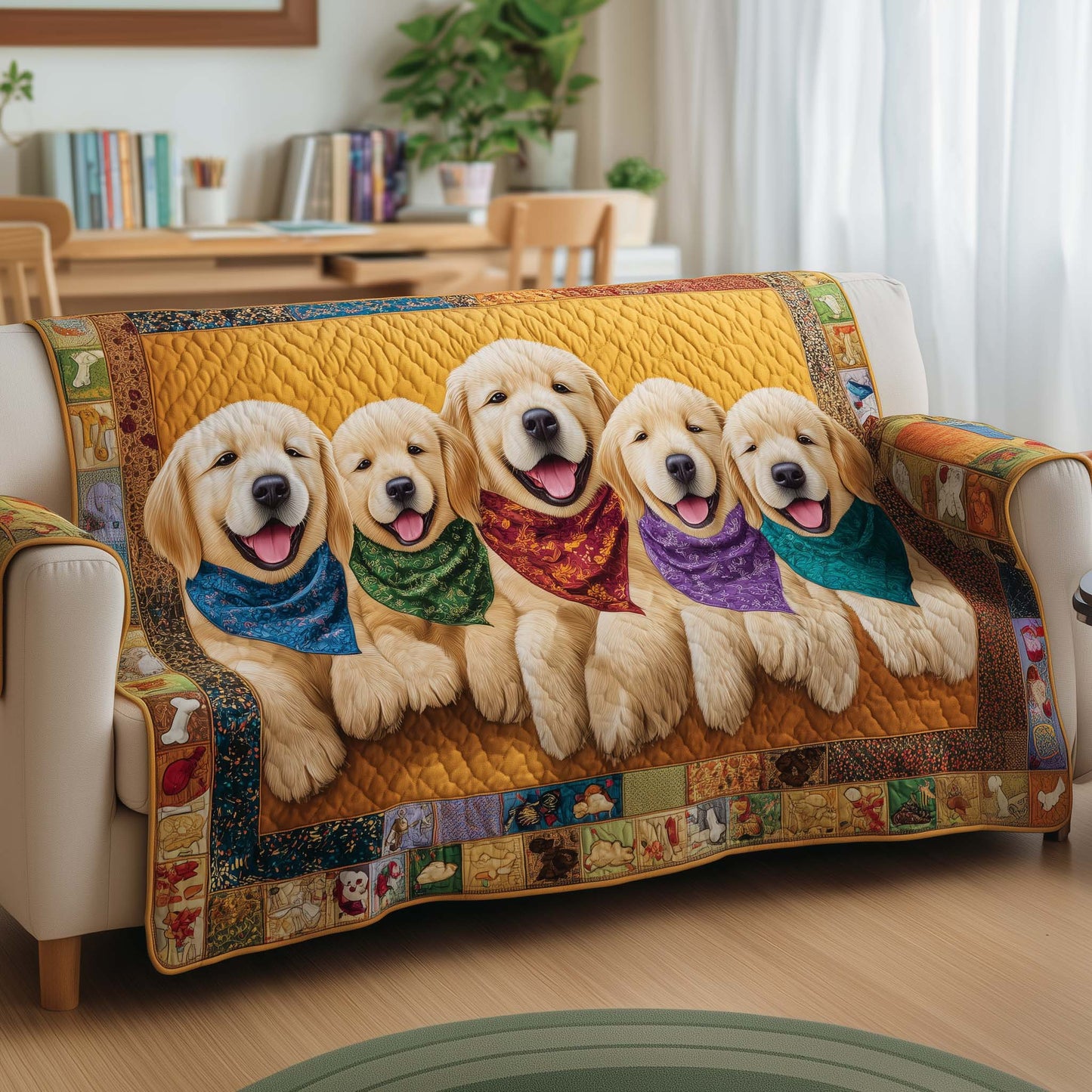 Golden Retriever Quilted Sofa Cover GFTOYC1366