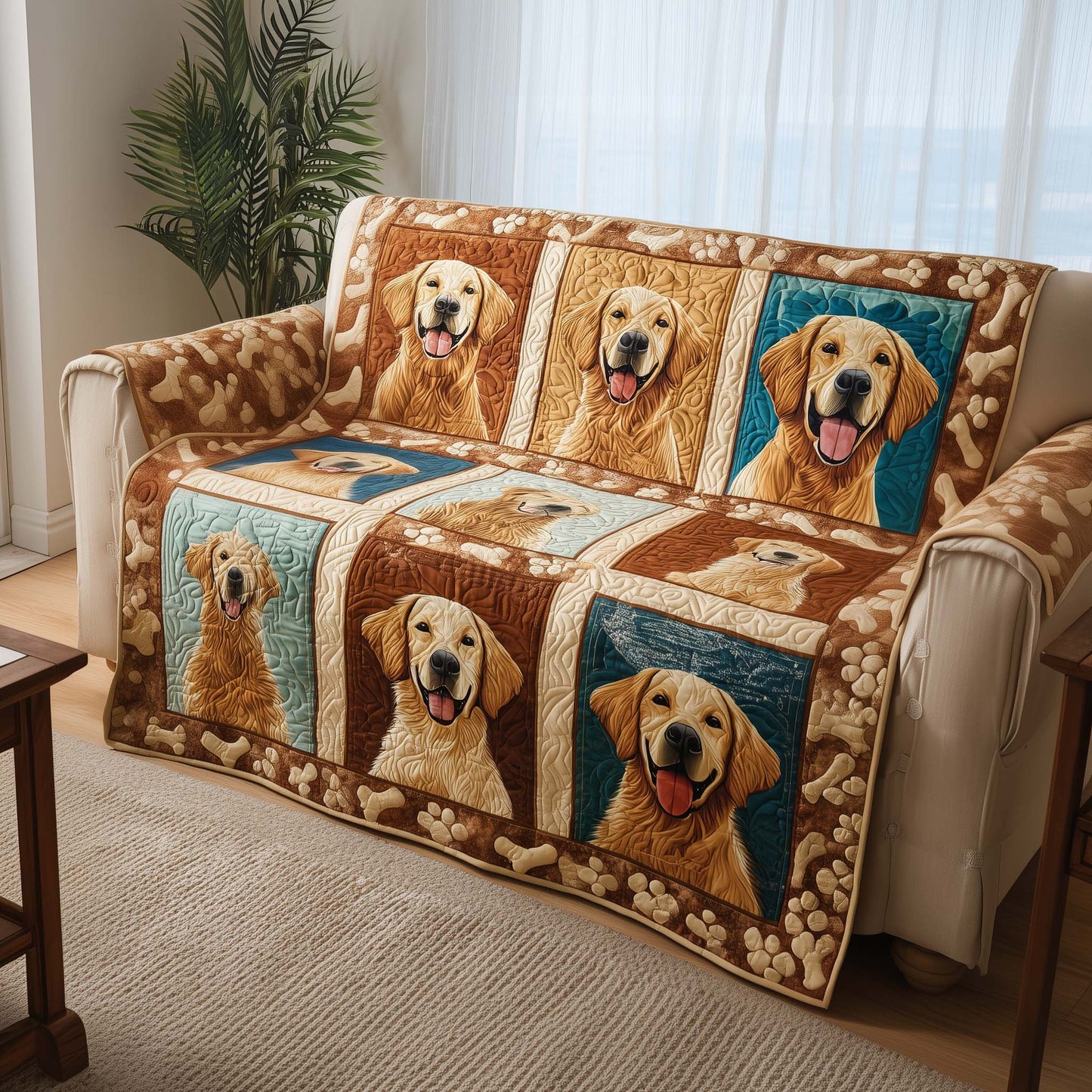 Golden Retriever Quilted Sofa Cover GFTOYC1367