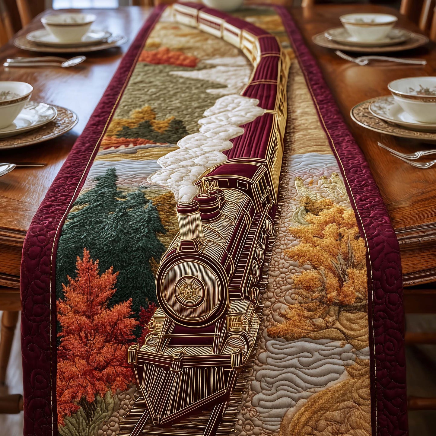Golden Steam Heritage Quilted Table Runner GFTOYC1372