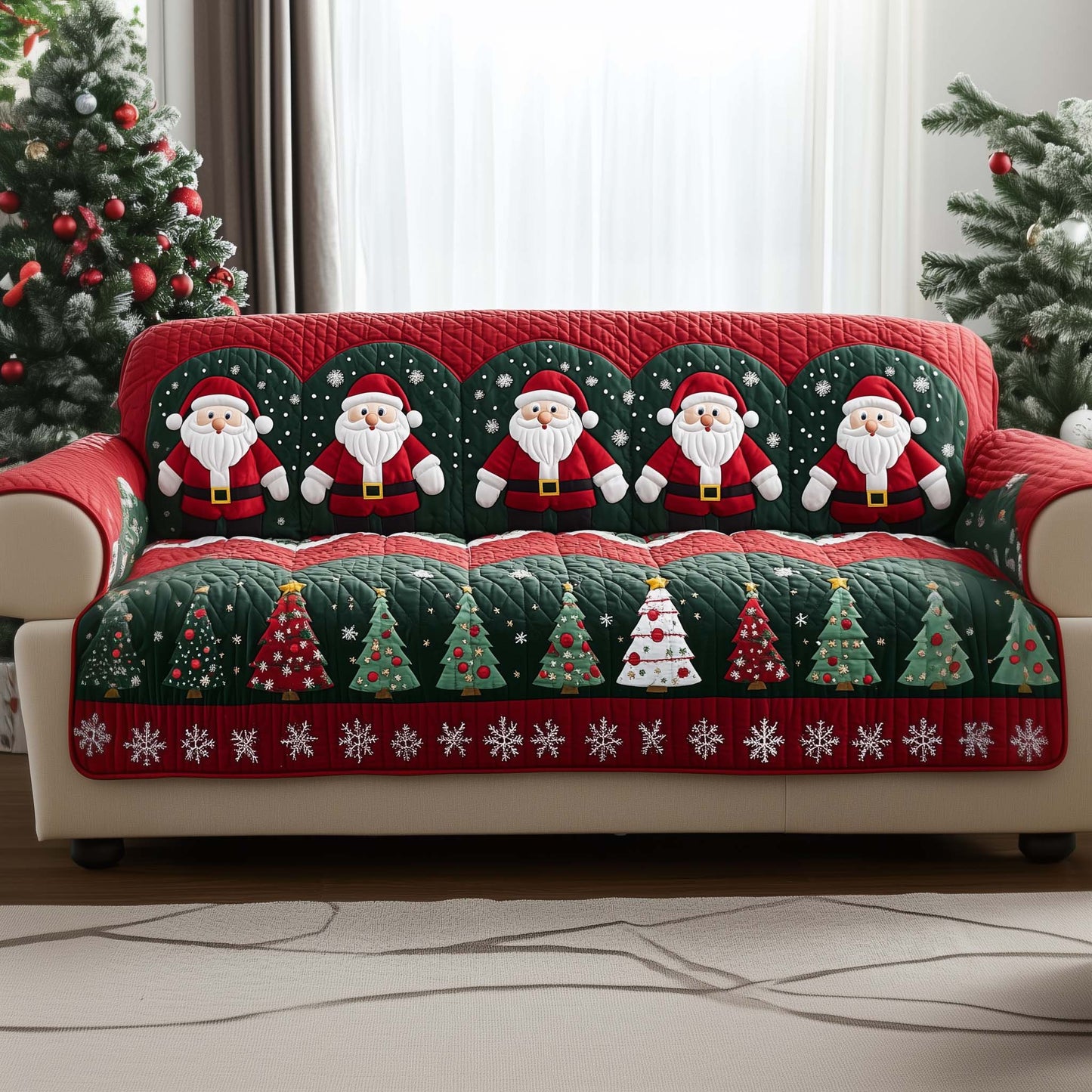 Santa Bliss Quilted Sofa Cover GFTOYC1382