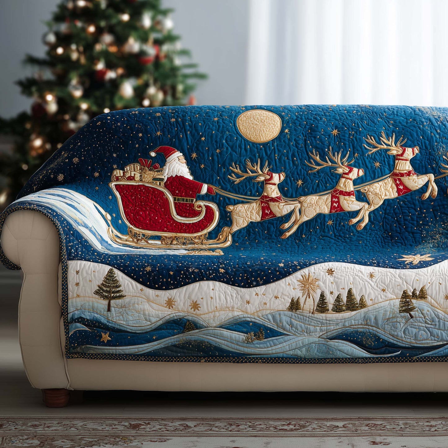 Santa Bliss Quilted Sofa Cover GFTOYC1383
