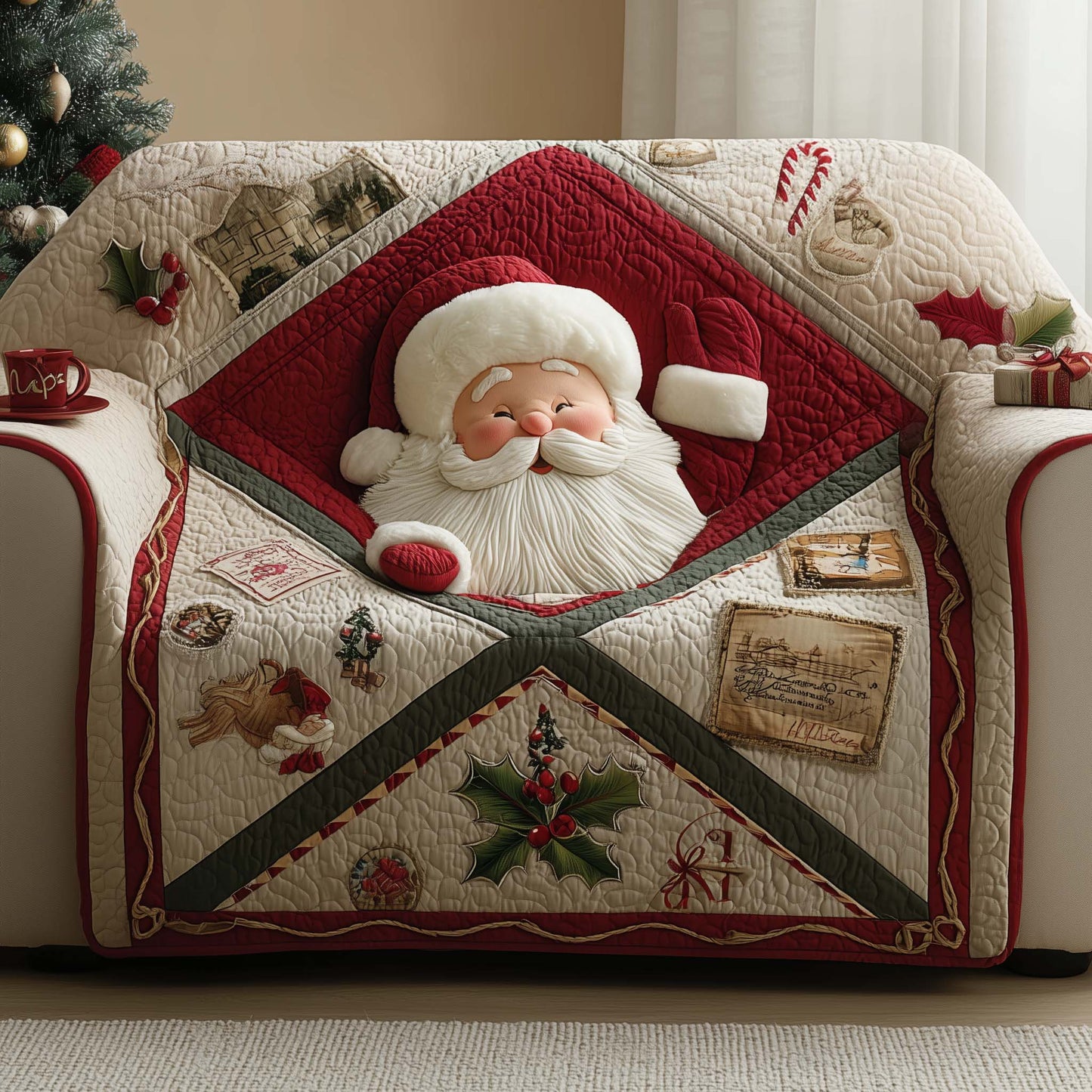 Santa Bliss Quilted Sofa Cover GFTOYC1384