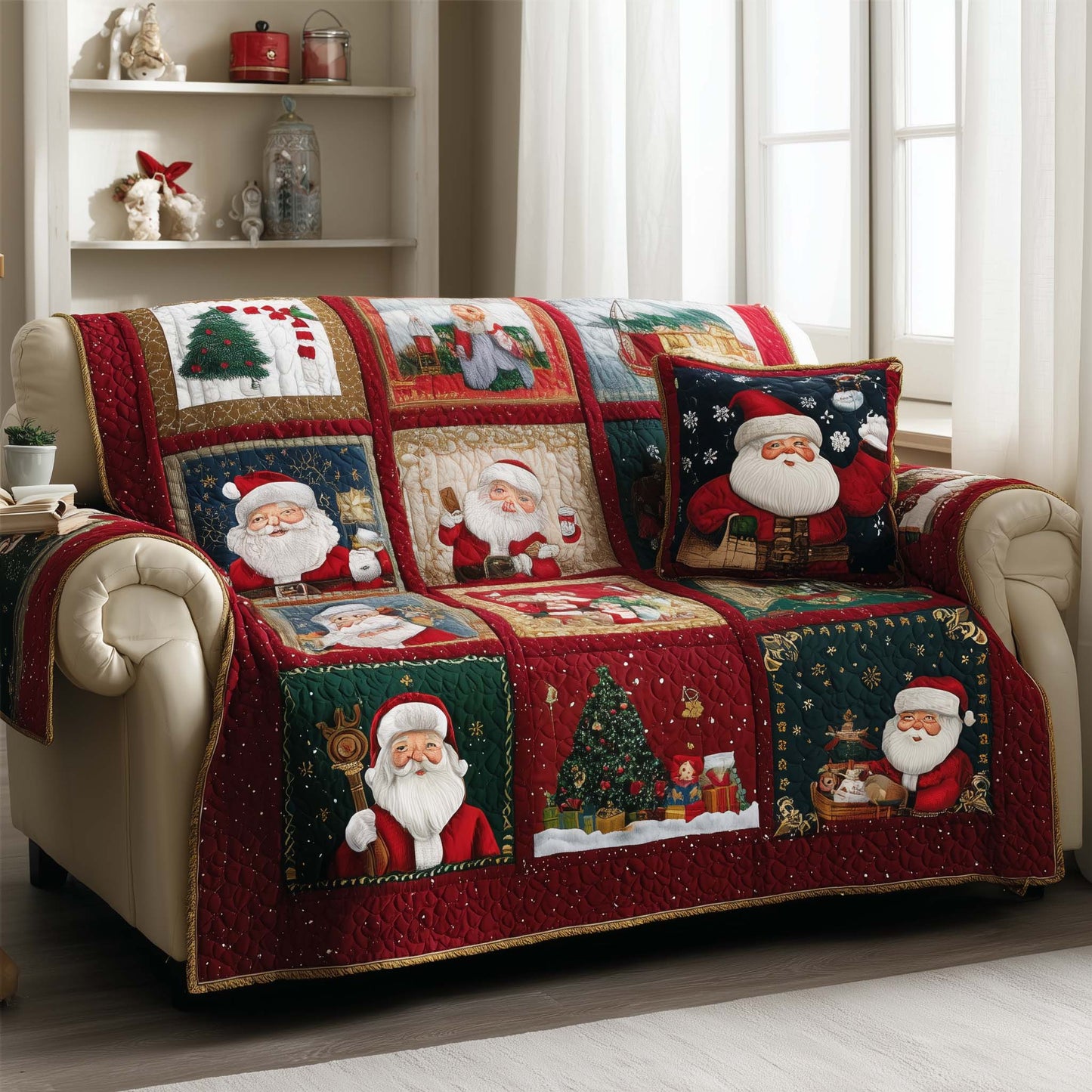 Santa Bliss Quilted Sofa Cover GFTOYC1386
