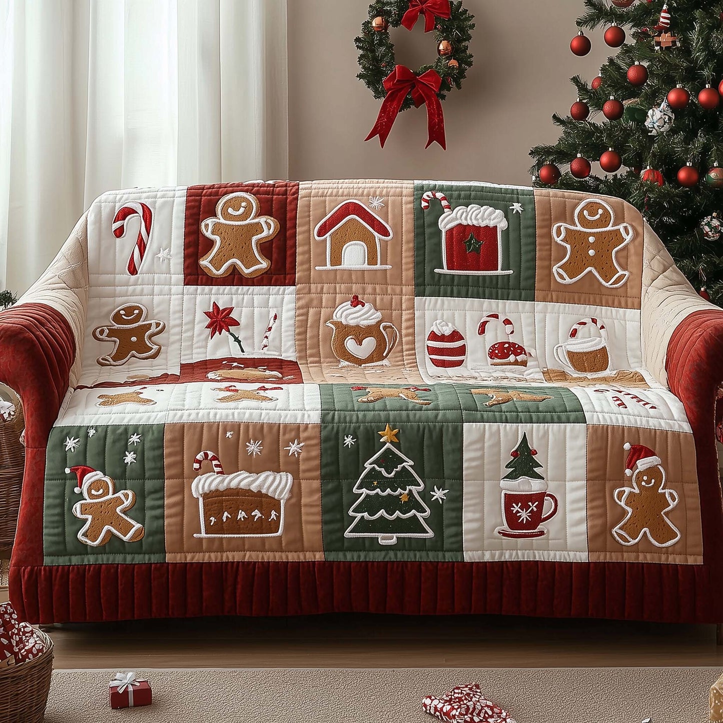 Christmas Patchwork Quilted Sofa Cover GFTOYC1411