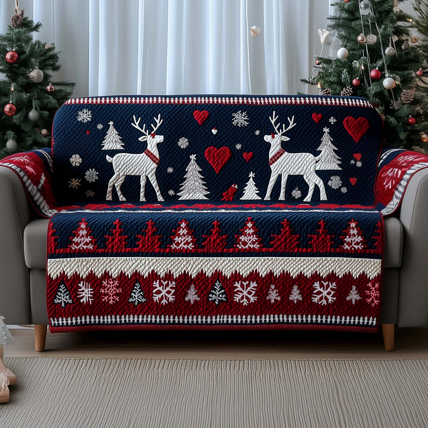 Christmas Patchwork Quilted Sofa Cover GFTOYC1414