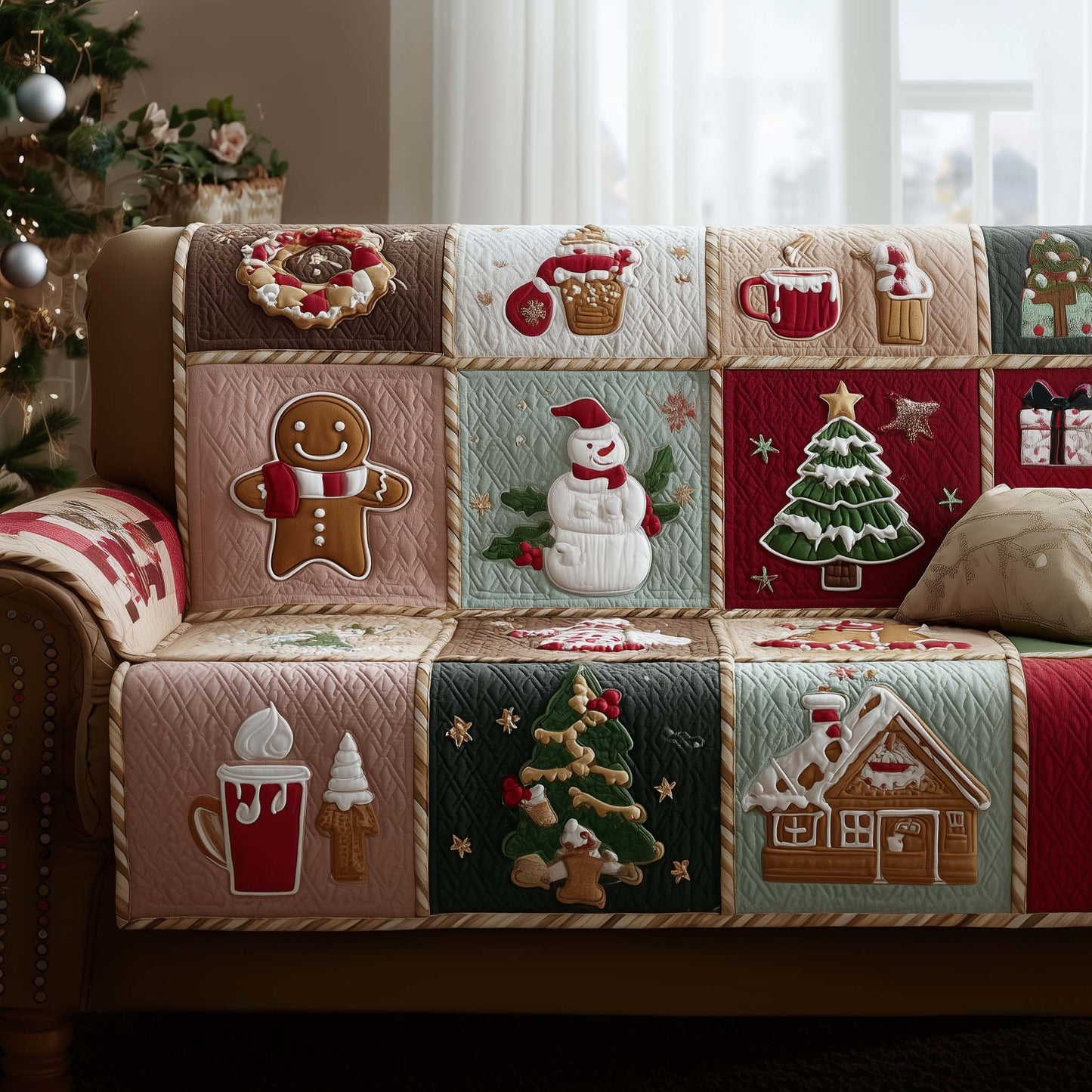 Christmas Patchwork Quilted Sofa Cover GFTOYC1415