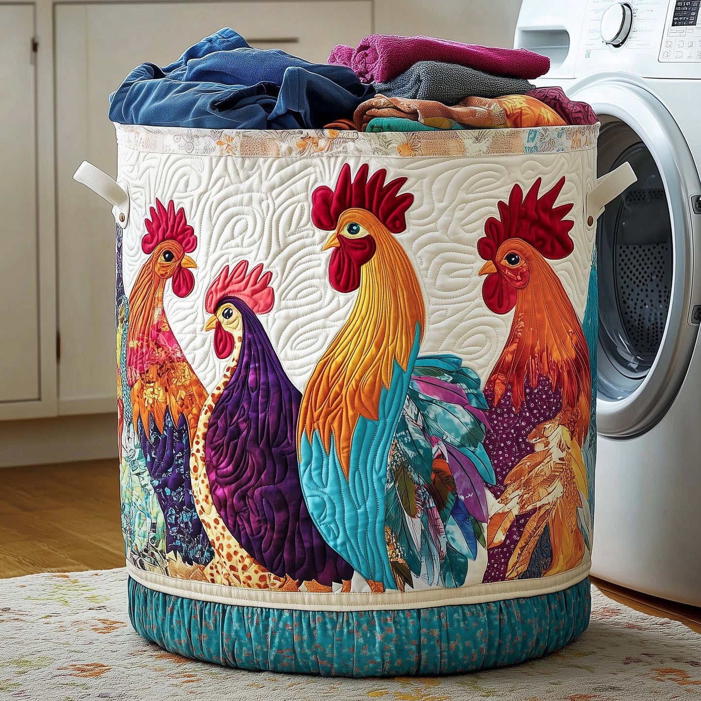 Whimsical Chicken Quilted Laundry Basket GFTOYC1420