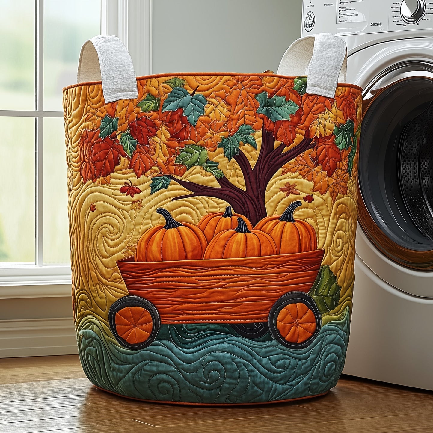 Autumn Pumpkin Quilted Laundry Basket GFTOYC143