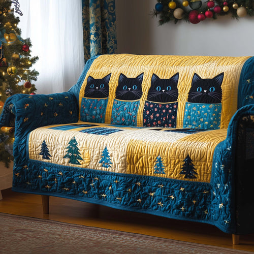Black Cat Quilted Sofa Cover GFTOYC1457