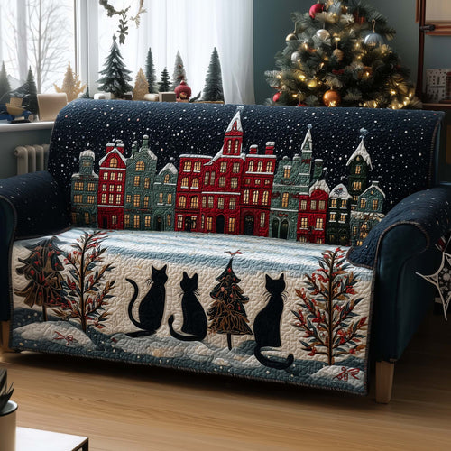 Black Cat Quilted Sofa Cover GFTOYC1458