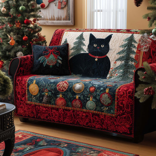 Black Cat Quilted Sofa Cover GFTOYC1459