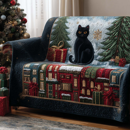 Black Cat Quilted Sofa Cover GFTOYC1460