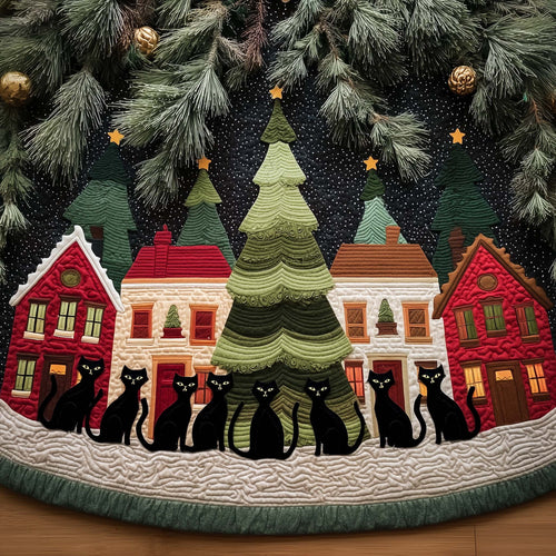 Midnight Cat Quilted Tree Skirt GFTOYC1492