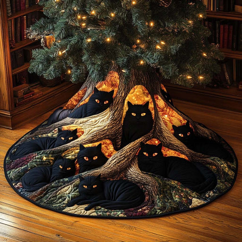 Midnight Cat Quilted Tree Skirt GFTOYC1496