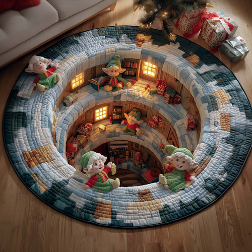 Elves Working Quilted Round Mat GFTOYC1505