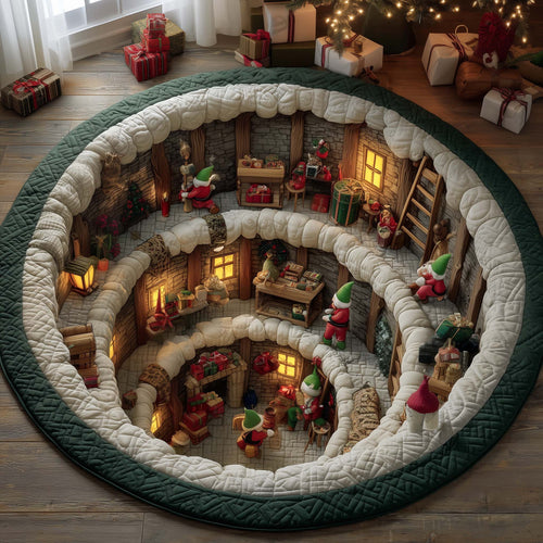Elves Working Quilted Round Mat GFTOYC1506