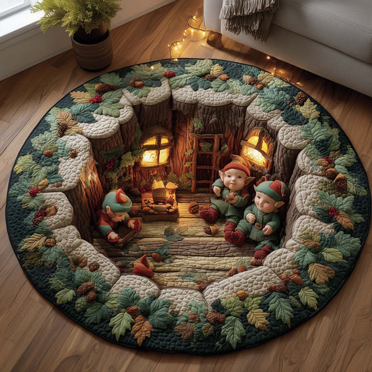 Elves Working Quilted Round Mat GFTOYC1507