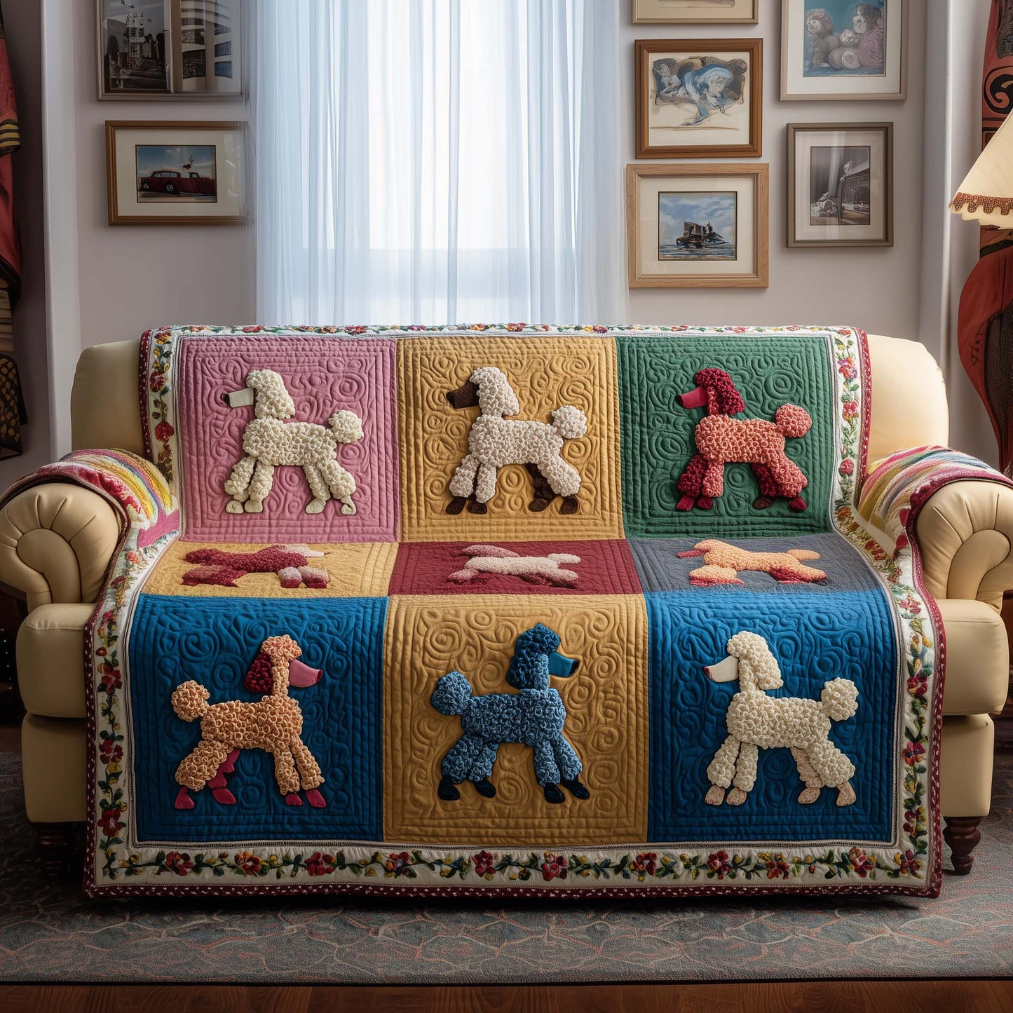 Poodle Charm Quilted Sofa Cover GFTOYC1512