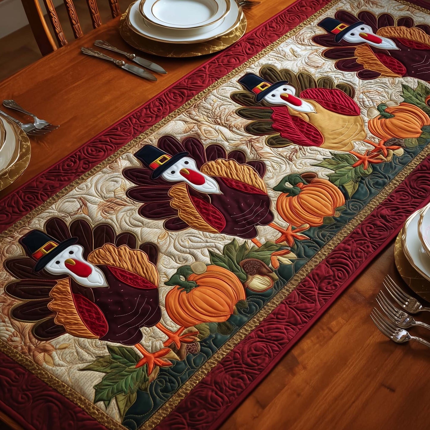 Thanksgiving Turkey Quilted Table Runner GFTOYC1530