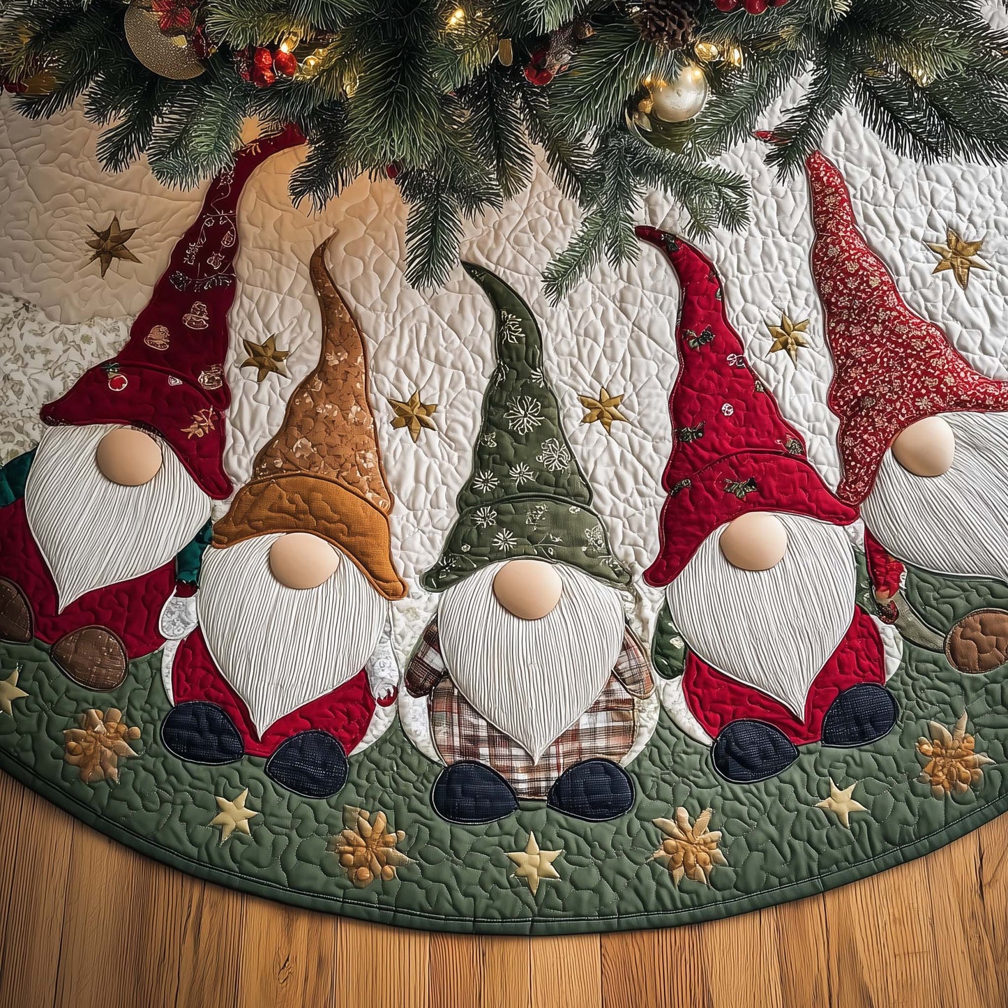 Merry Gnome Quilted Tree Skirt GFTOYC1534
