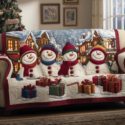 Cheerful Snowman Quilted Sofa Cover GFTOYC1545