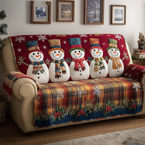 Cheerful Snowman Quilted Sofa Cover GFTOYC1546