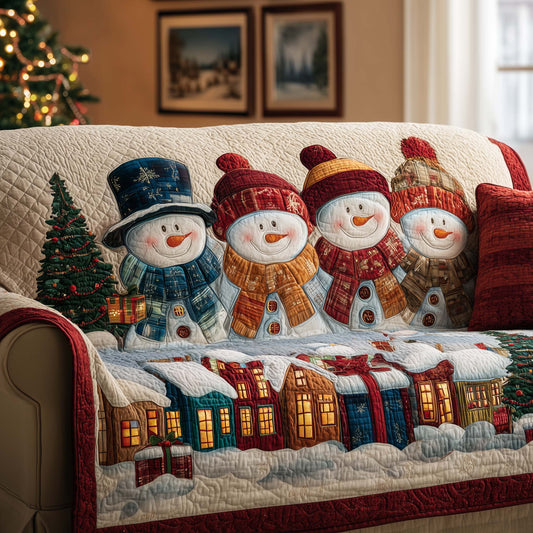 Cheerful Snowman Quilted Sofa Cover GFTOYC1547
