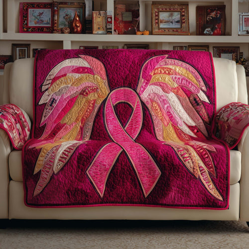 Breast Cancer Ribbon Quilted Sofa Cover GFTOYC1549