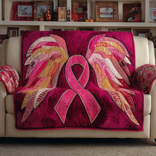 Breast Cancer Ribbon Quilted Sofa Cover GFTOYC1549
