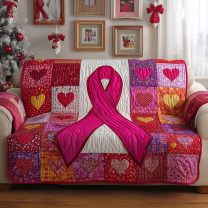 Breast Cancer Ribbon Quilted Sofa Cover GFTOYC1550