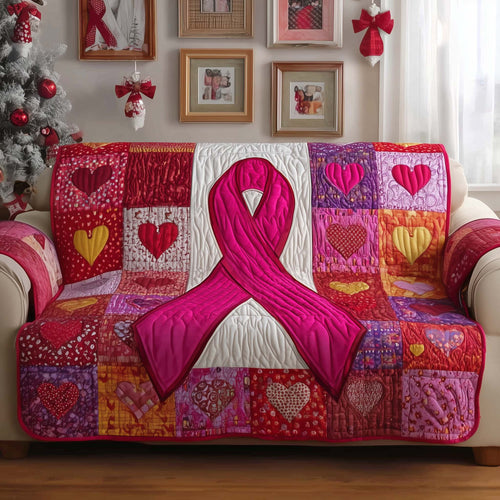 Breast Cancer Ribbon Quilted Sofa Cover GFTOYC1550