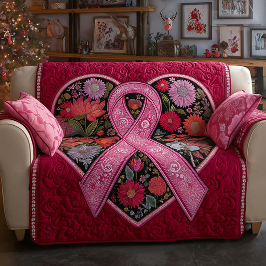 Breast Cancer Ribbon Quilted Sofa Cover GFTOYC1554