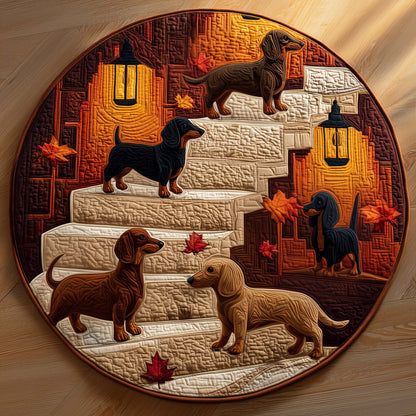 Curious Dachshund Quilted Round Mat GFTOYC1557