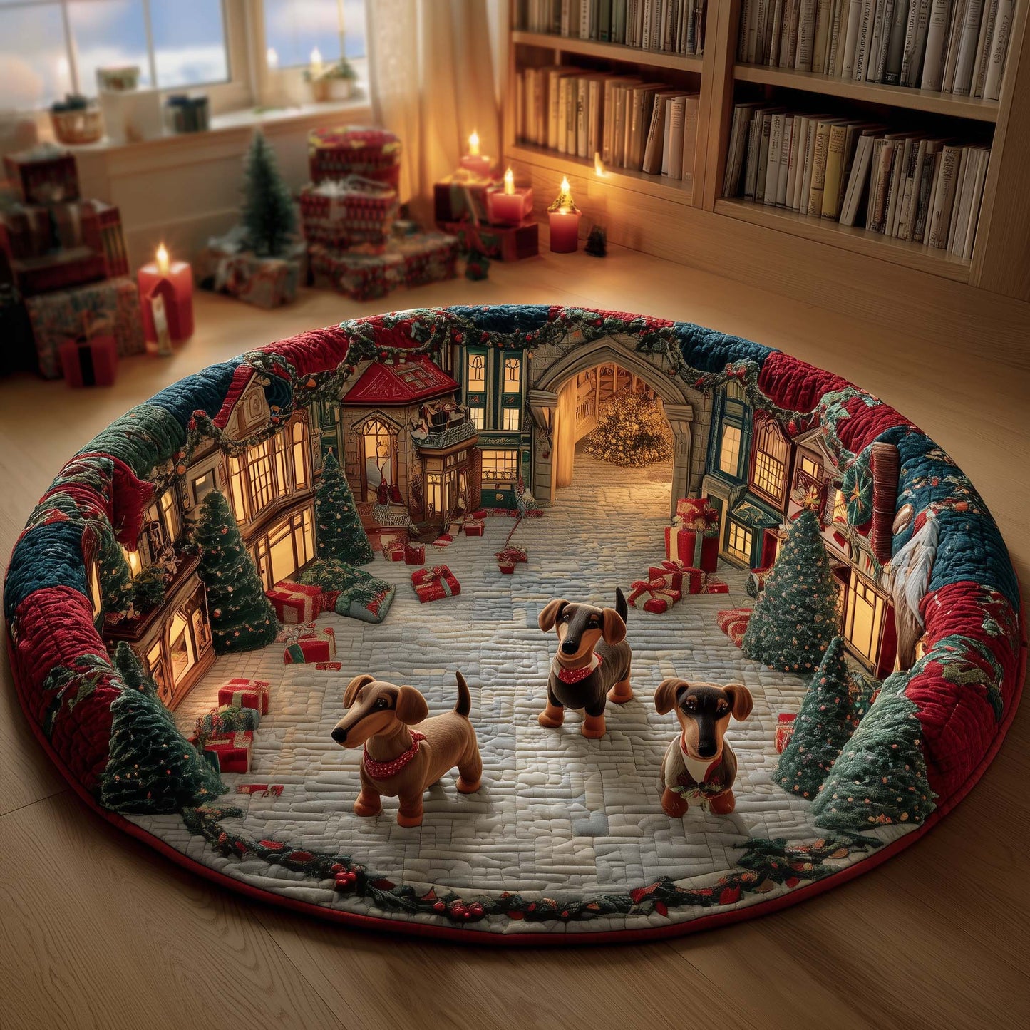 Curious Dachshund Quilted Round Mat GFTOYC1561
