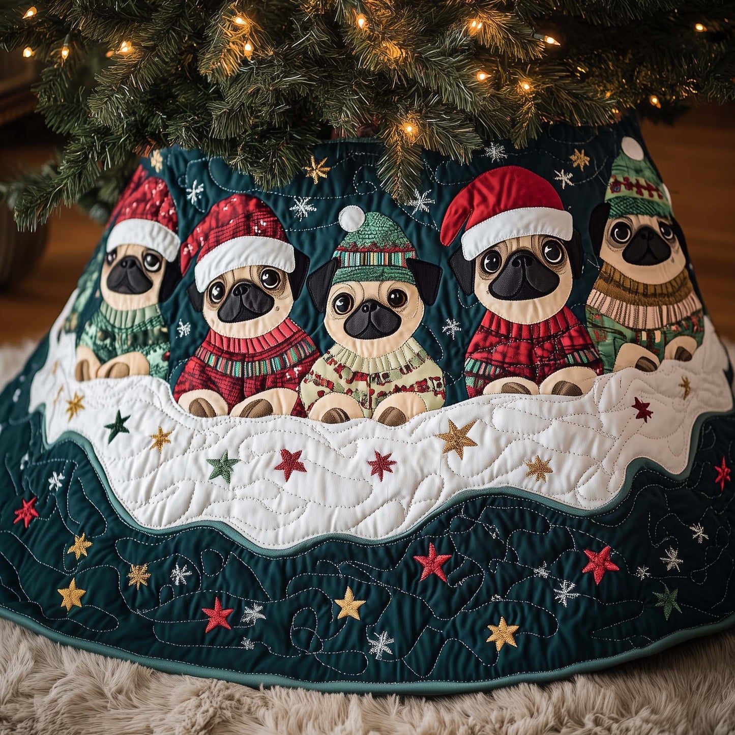 Chubby Pug Quilted Tree Skirt GFTOYC1564
