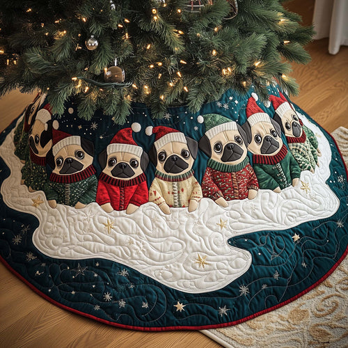 Chubby Pug Quilted Tree Skirt GFTOYC1565