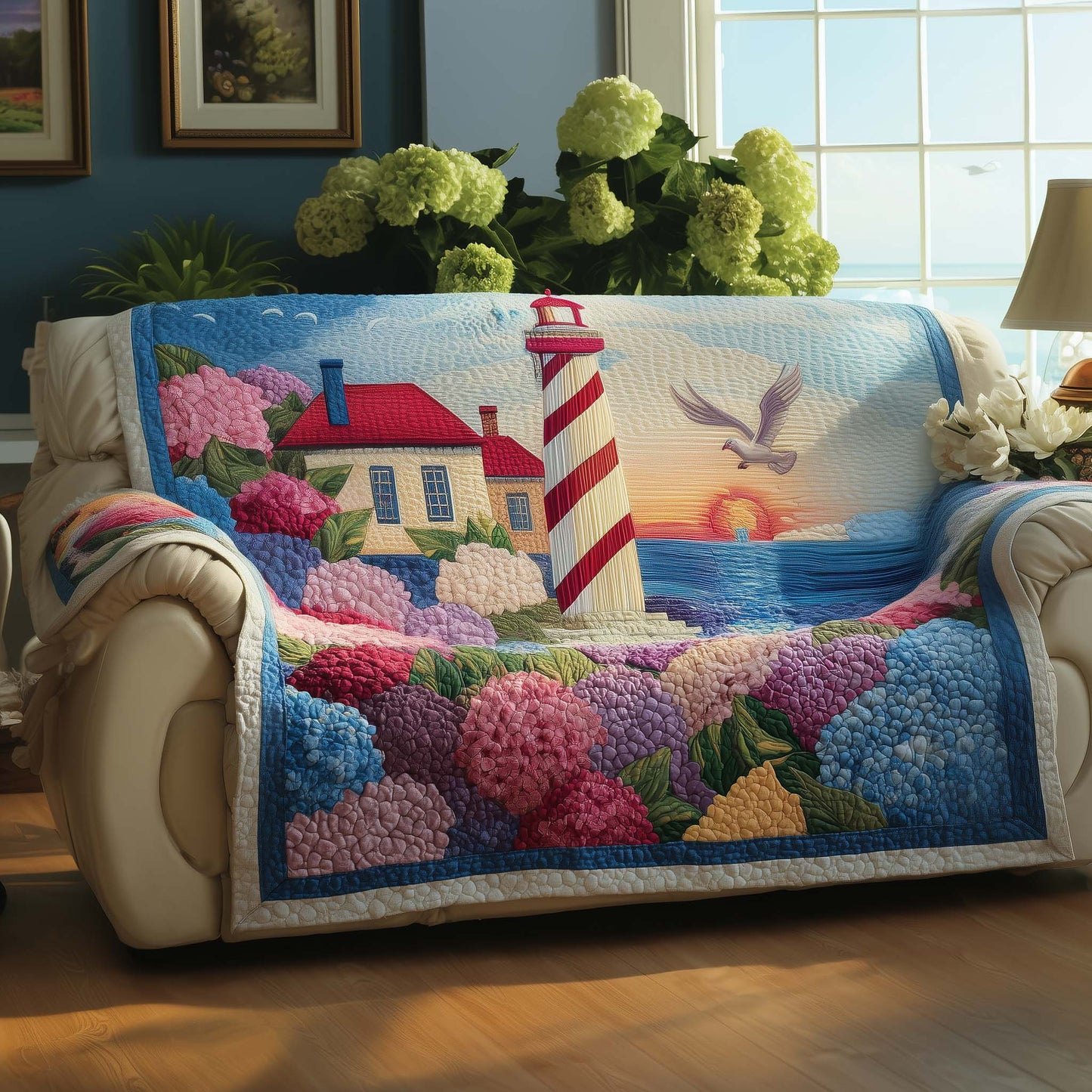 Peace Light Quilted Sofa Cover GFTOYC1574