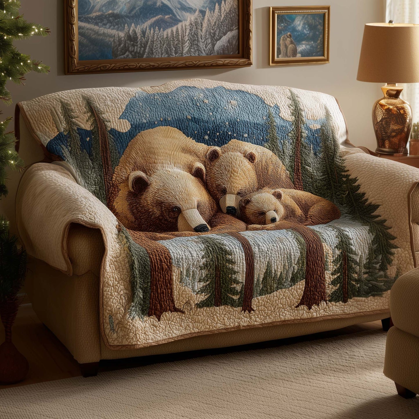 Bear Forest Quilted Sofa Cover GFTOYC1583