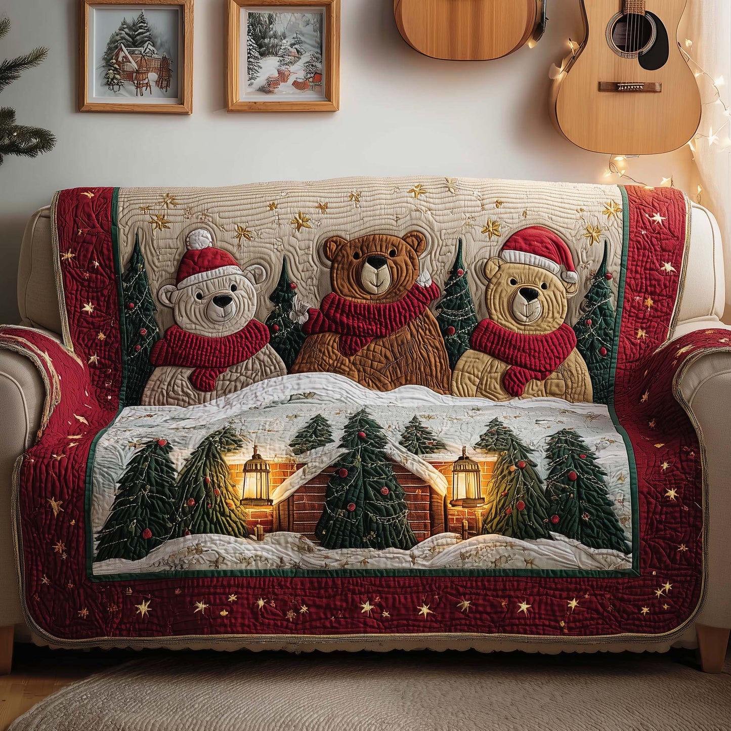 Bear Forest Quilted Sofa Cover GFTOYC1584