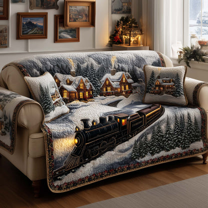 Winter Train Quilted Sofa Cover GFTOYC1589