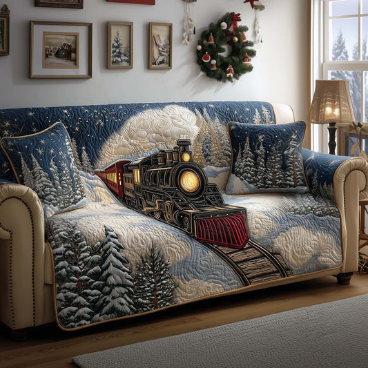 Winter Train Quilted Sofa Cover GFTOYC1591