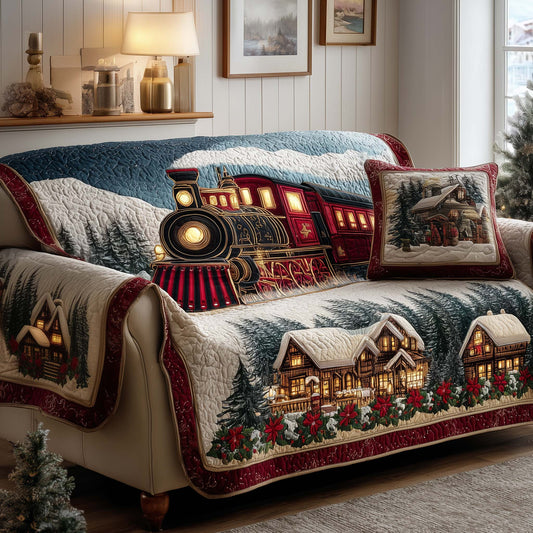 Winter Train Quilted Sofa Cover GFTOYC1593