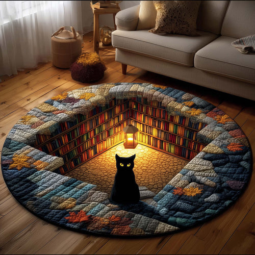 Library Cat Quilted Round Mat GFTOYC1595