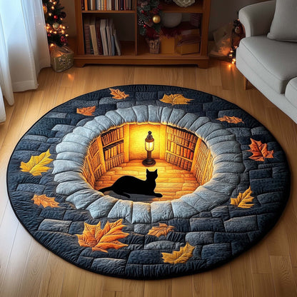 Library Cat Quilted Round Mat GFTOYC1596