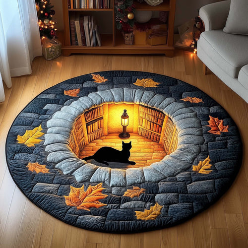 Library Cat Quilted Round Mat GFTOYC1596