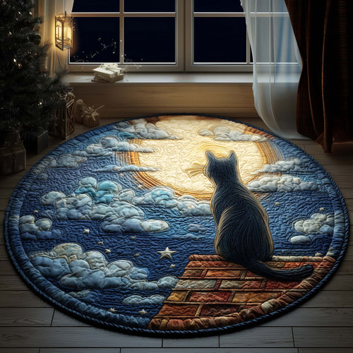 Moonlight Cat Quilted Round Mat GFTOYC1597