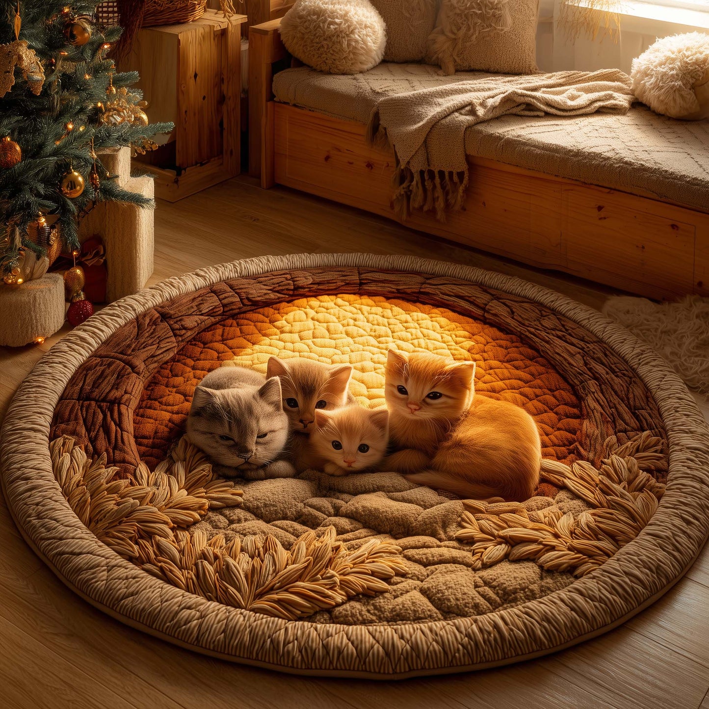 Snuggle Cat Quilted Round Mat GFTOYC1598
